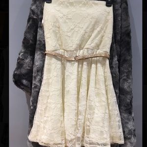 Cream/ off white color dress with gold belt